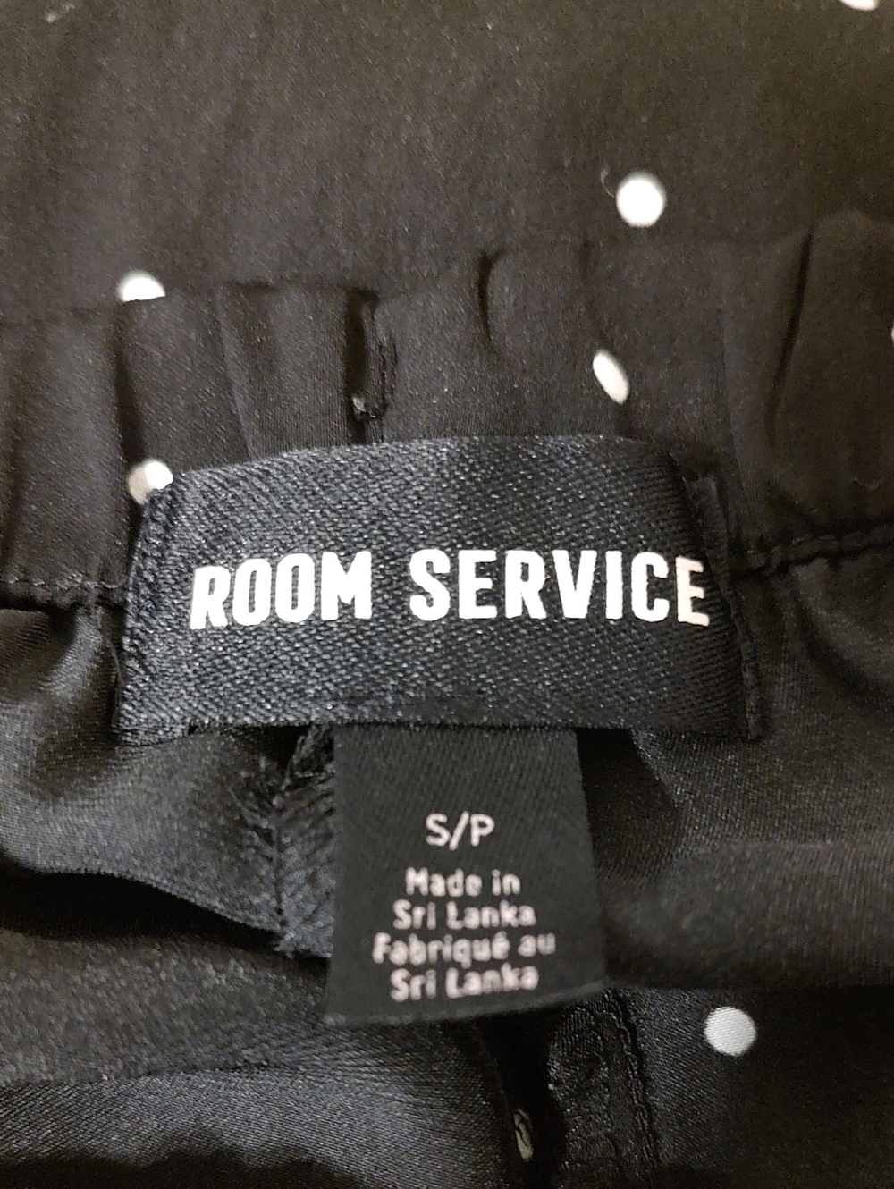 Room Service Black Polka Dot Pajama Set with Gold Trim and Embroidered Leopard - Picture 3 of 4